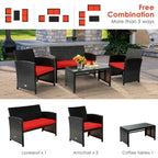 Set mobili da esterno 4 pezzi in rattan con cuscini - 43.5 x 25 x 31 (L x P x A)
