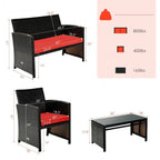 Set mobili da esterno 4 pezzi in rattan con cuscini - 43.5 x 25 x 31 (L x P x A)
