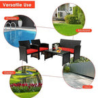 Set mobili da esterno 4 pezzi in rattan con cuscini - 43.5 x 25 x 31 (L x P x A)