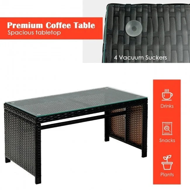 Set mobili da esterno 4 pezzi in rattan con cuscini - 43.5 x 25 x 31 (L x P x A)