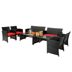 Set mobili da esterno 4 pezzi in rattan con cuscini - 43.5 x 25 x 31 (L x P x A)