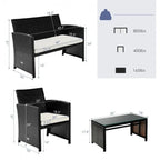 Set mobili da esterno 4 pezzi in rattan con cuscini - 43.5 x 25 x 31 (L x P x A)