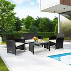 Set mobili da esterno 4 pezzi in rattan con cuscini - 43.5 x 25 x 31 (L x P x A)