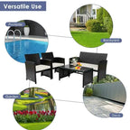 Set mobili da esterno 4 pezzi in rattan con cuscini - 43.5 x 25 x 31 (L x P x A)
