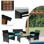 Set mobili da esterno 4 pezzi in rattan con cuscini - 43.5 x 25 x 31 (L x P x A)