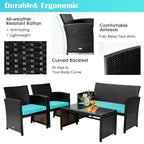 Set mobili da esterno 4 pezzi in rattan con cuscini - 43.5 x 25 x 31 (L x P x A)