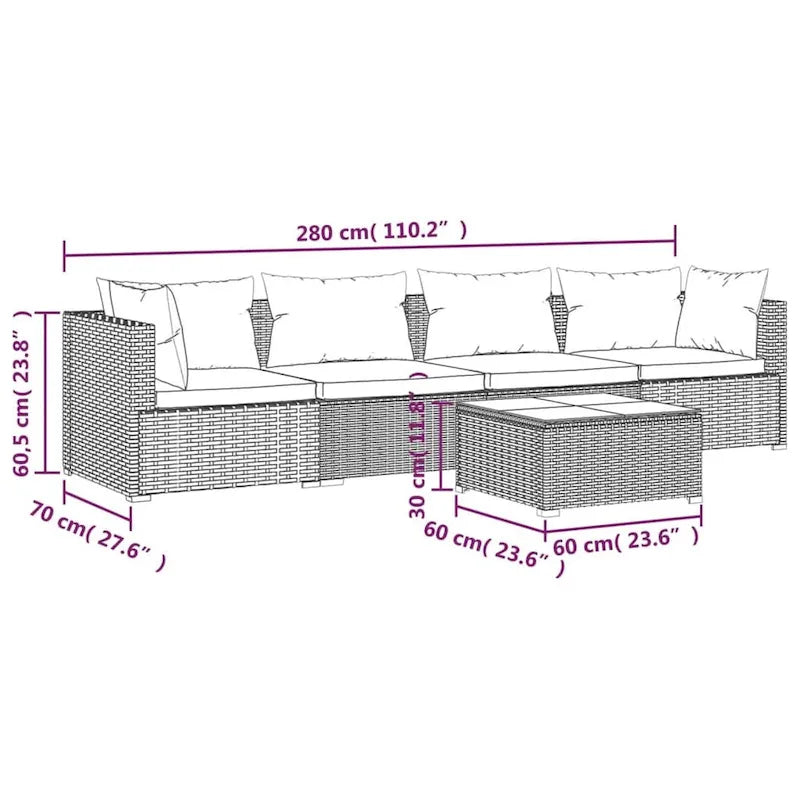 vidaXL Divano Sezionale da Giardino Divanetto Divano Angolare Poltrona da Esterno in Polyrattan
