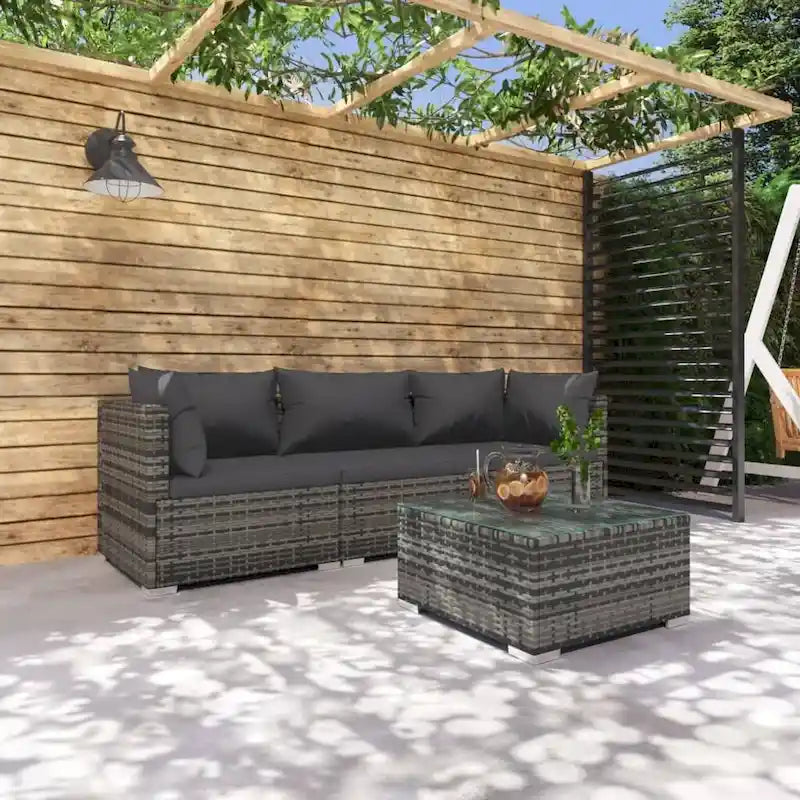 vidaXL Divano Sezionale da Giardino Divanetto Divano Angolare Poltrona da Esterno in Polyrattan