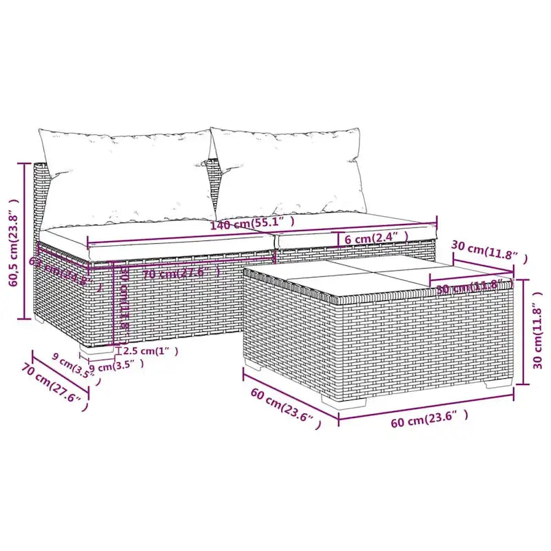 vidaXL Divano Sezionale da Giardino Divanetto Divano Angolare Poltrona da Esterno in Polyrattan