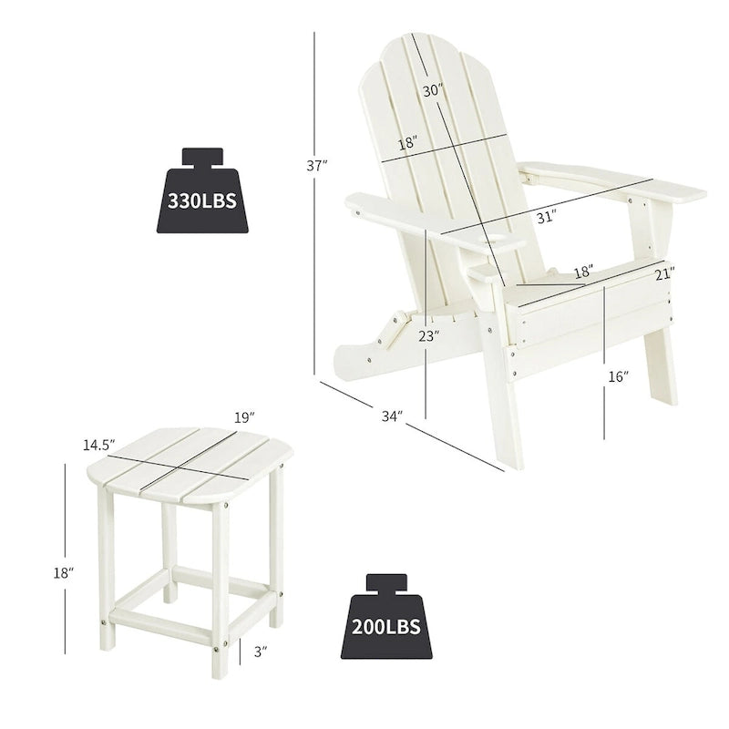 Costway Set di 2 Tavolini Laterali da Esterno Adirondack Resistenti alle Intemperie