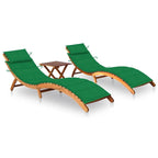 vidaXL Lettini prendisole 2 pz con tavolo e cuscini in legno massello di acacia - 72.4 x 21.7 x 25.2