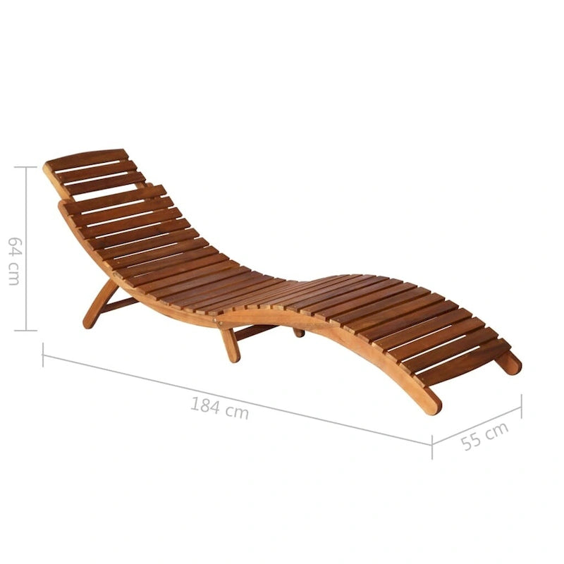 vidaXL Lettini prendisole 2 pz con tavolo e cuscini in legno massello di acacia - 72.4 x 21.7 x 25.2