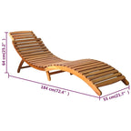 vidaXL Lettini prendisole 2 pz con tavolo e cuscini in legno massello di acacia - 72.4 x 21.7 x 25.2