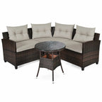 4 Pcs Furniture Patio Set Outdoor Wicker Sofa Set - 31.5 x 25.5 x 29 (L x W x H)