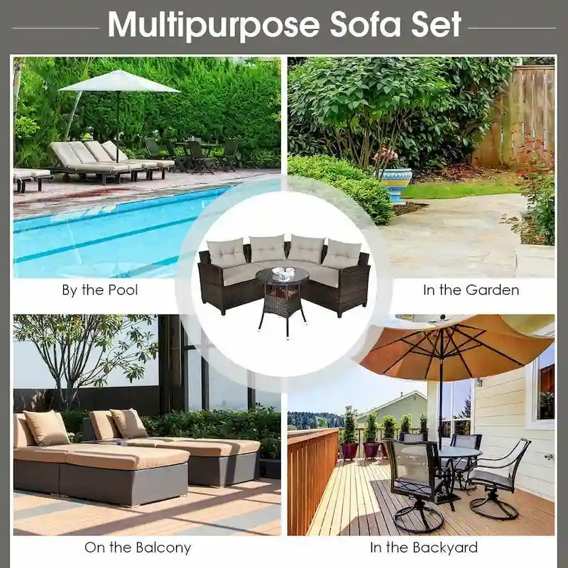 Set da 4 mobili da giardino per esterni in vimini - 31,5 x 25,5 x 29 (L x P x A)