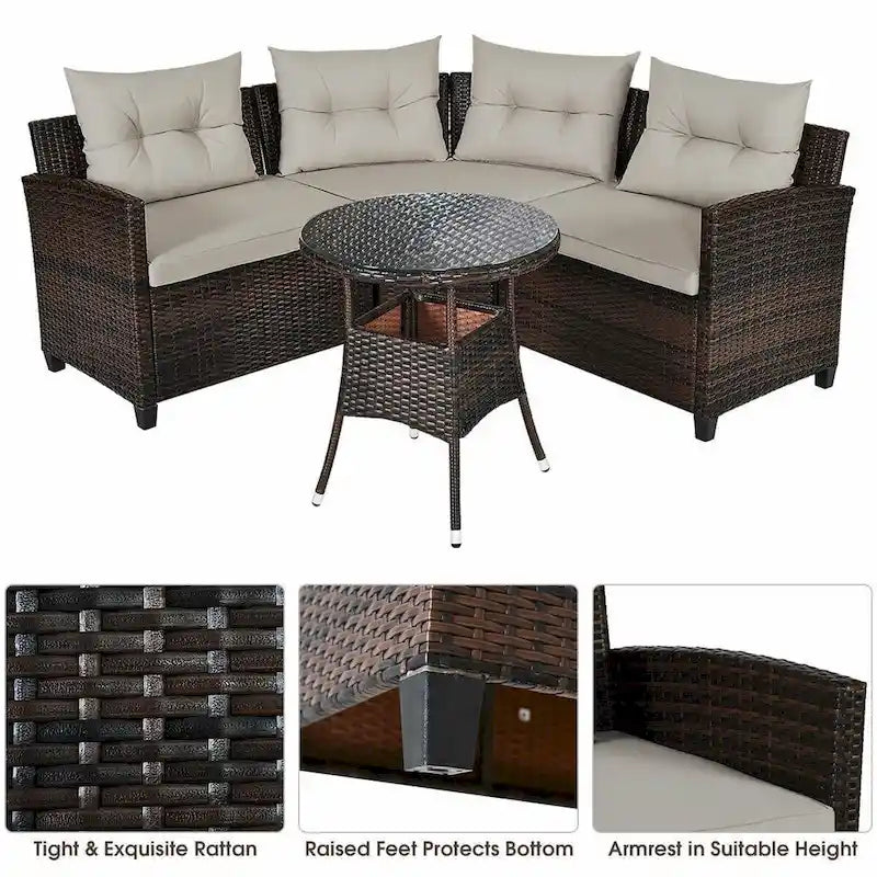 Set da 4 mobili da giardino per esterni in vimini - 31,5 x 25,5 x 29 (L x P x A)