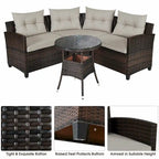 Set da 4 mobili da giardino per esterni in vimini - 31,5 x 25,5 x 29 (L x P x A)