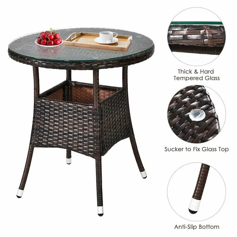Set da 4 mobili da giardino per esterni in vimini - 31,5 x 25,5 x 29 (L x P x A)