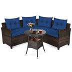 Set da 4 mobili da giardino per esterni in vimini - 31,5 x 25,5 x 29 (L x P x A)