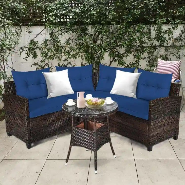 Set da 4 mobili da giardino per esterni in vimini - 31,5 x 25,5 x 29 (L x P x A)