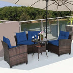 Set da 4 mobili da giardino per esterni in vimini - 31,5 x 25,5 x 29 (L x P x A)