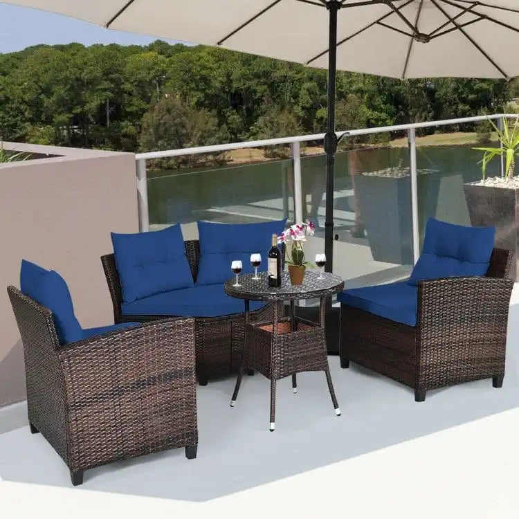 Set da 4 mobili da giardino per esterni in vimini - 31,5 x 25,5 x 29 (L x P x A)