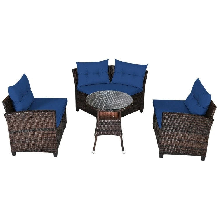 Set da 4 mobili da giardino per esterni in vimini - 31,5 x 25,5 x 29 (L x P x A)