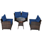 Set da 4 mobili da giardino per esterni in vimini - 31,5 x 25,5 x 29 (L x P x A)