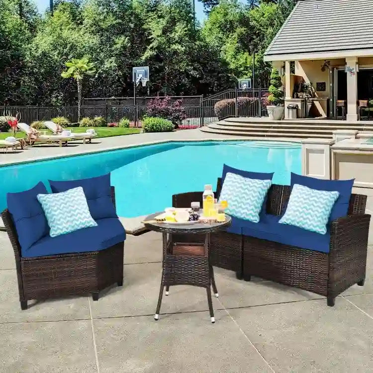 Set da 4 mobili da giardino per esterni in vimini - 31,5 x 25,5 x 29 (L x P x A)