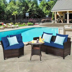 Set da 4 mobili da giardino per esterni in vimini - 31,5 x 25,5 x 29 (L x P x A)