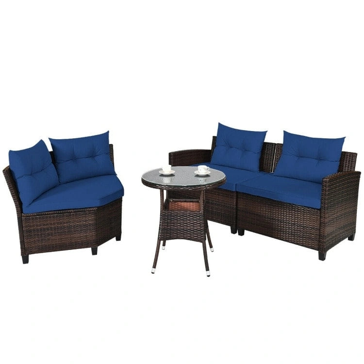 Set da 4 mobili da giardino per esterni in vimini - 31,5 x 25,5 x 29 (L x P x A)