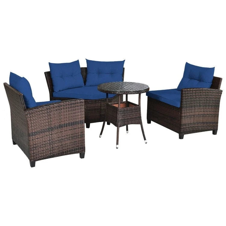Set da 4 mobili da giardino per esterni in vimini - 31,5 x 25,5 x 29 (L x P x A)