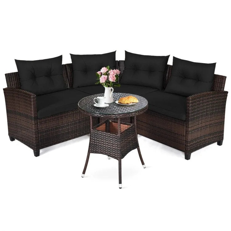Set da 4 mobili da giardino per esterni in vimini - 31,5 x 25,5 x 29 (L x P x A)