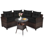 Set da 4 mobili da giardino per esterni in vimini - 31,5 x 25,5 x 29 (L x P x A)