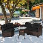 Set da 4 mobili da giardino per esterni in vimini - 31,5 x 25,5 x 29 (L x P x A)