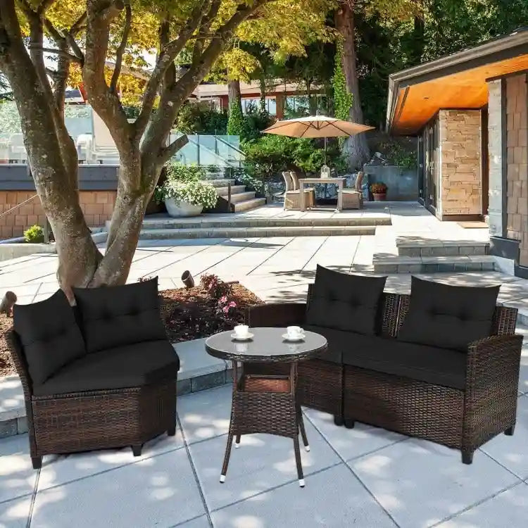 Set da 4 mobili da giardino per esterni in vimini - 31,5 x 25,5 x 29 (L x P x A)