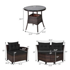 Set da 4 mobili da giardino per esterni in vimini - 31,5 x 25,5 x 29 (L x P x A)