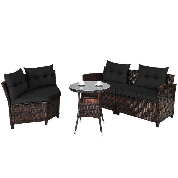 Set da 4 mobili da giardino per esterni in vimini - 31,5 x 25,5 x 29 (L x P x A)