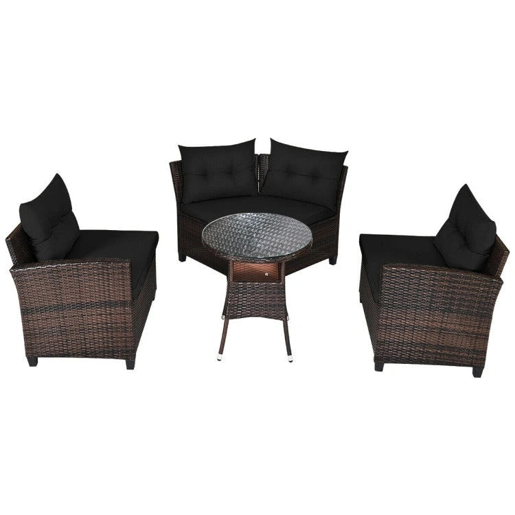 Set da 4 mobili da giardino per esterni in vimini - 31,5 x 25,5 x 29 (L x P x A)