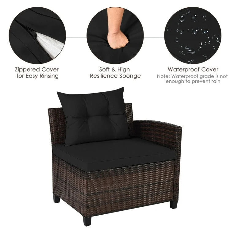 Set da 4 mobili da giardino per esterni in vimini - 31,5 x 25,5 x 29 (L x P x A)