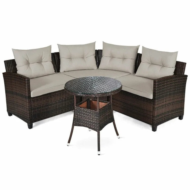 Set da 4 mobili da giardino per esterni in vimini - 31,5 x 25,5 x 29 (L x P x A)