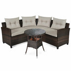 Set da 4 mobili da giardino per esterni in vimini - 31,5 x 25,5 x 29 (L x P x A)