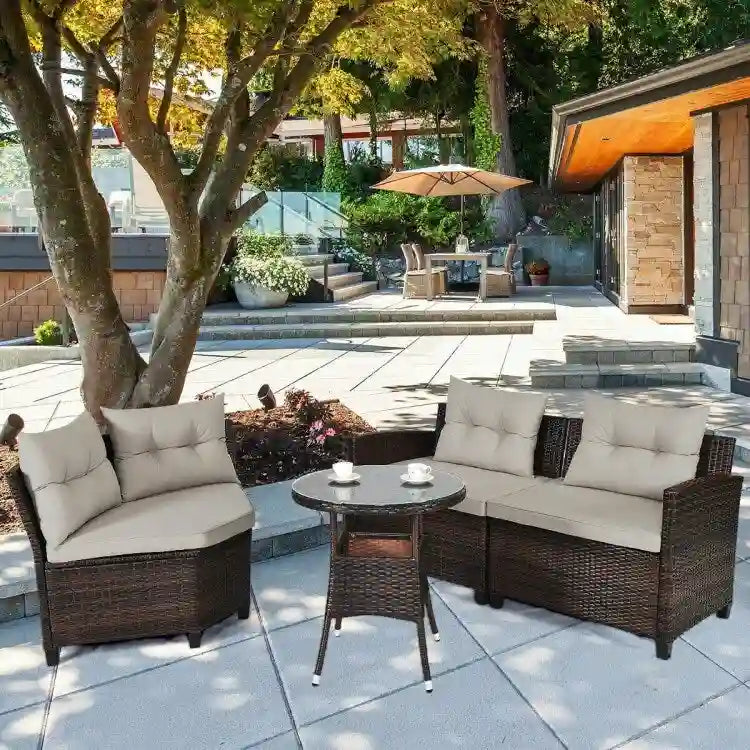 Set da 4 mobili da giardino per esterni in vimini - 31,5 x 25,5 x 29 (L x P x A)