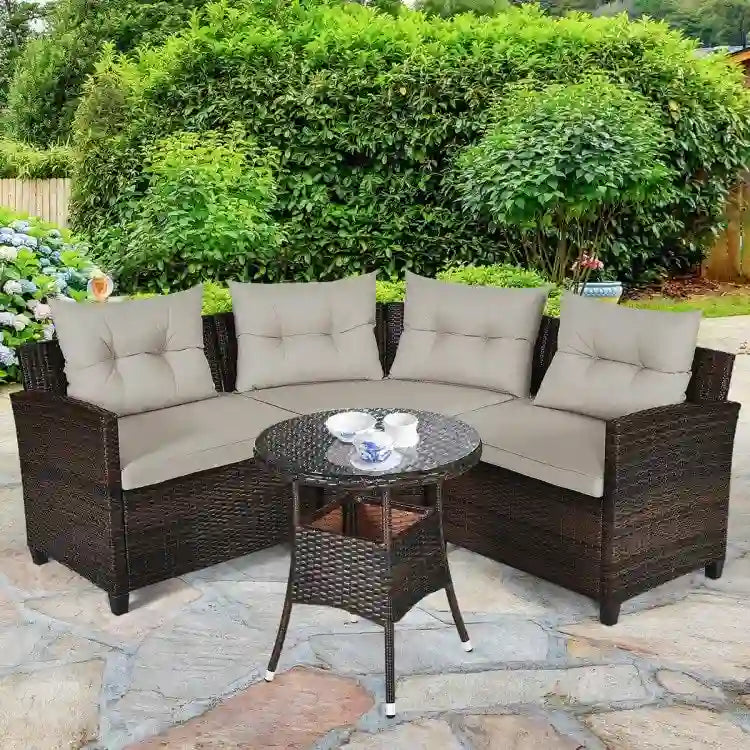 Set da 4 mobili da giardino per esterni in vimini - 31,5 x 25,5 x 29 (L x P x A)