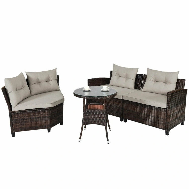Set da 4 mobili da giardino per esterni in vimini - 31,5 x 25,5 x 29 (L x P x A)