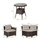Set da 4 mobili da giardino per esterni in vimini - 31,5 x 25,5 x 29 (L x P x A)