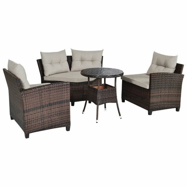 Set da 4 mobili da giardino per esterni in vimini - 31,5 x 25,5 x 29 (L x P x A)