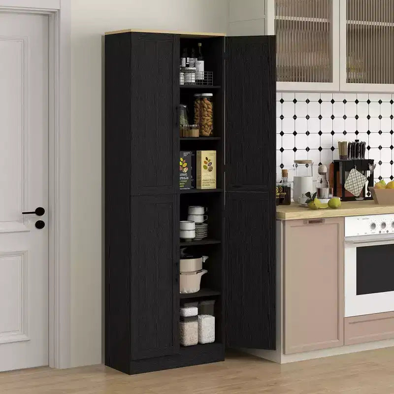 HOMCOM Dispensa da Cucina Autoportante da 170 cm, Armadietto Contenitore a 4 Ante con Ripiani Regolabili e Porte