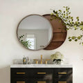23,6 Specchio da parete rotondo moderno scorrevole con contenitore, specchio da bagno salvaspazio, specchio decorativo per soggiorno