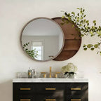23,6 Specchio da parete rotondo moderno scorrevole con contenitore, specchio da bagno salvaspazio, specchio decorativo per soggiorno